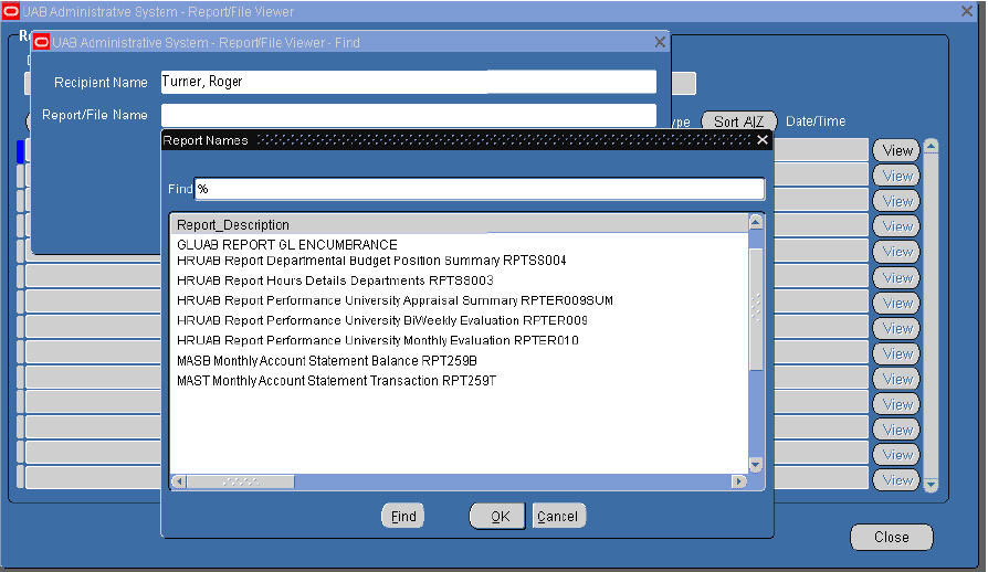 UAB Financial Affairs Oracle Report Viewer